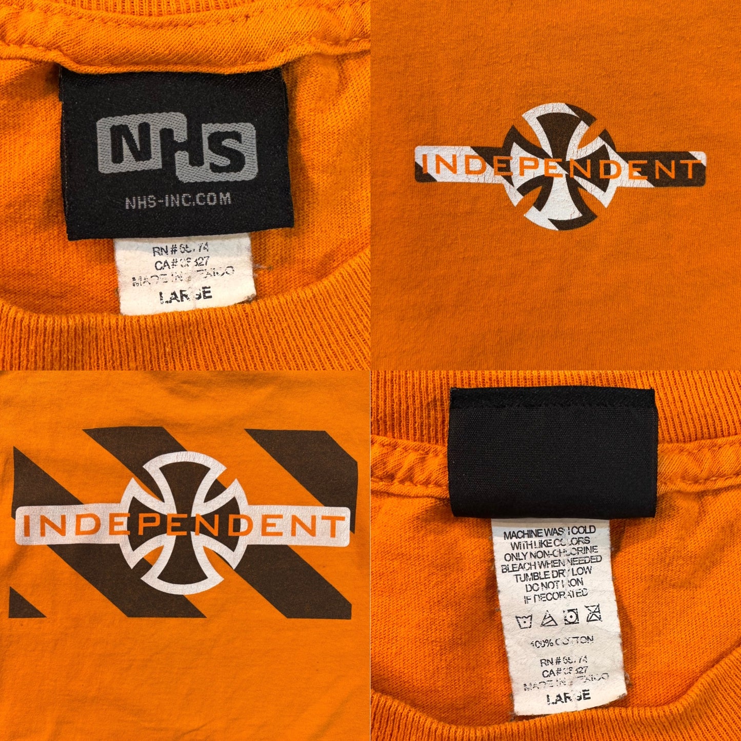 【INDEPENDENT】インディペンデント ロゴプリントTシャツ オレンジ /90s/NHSタグ L相当