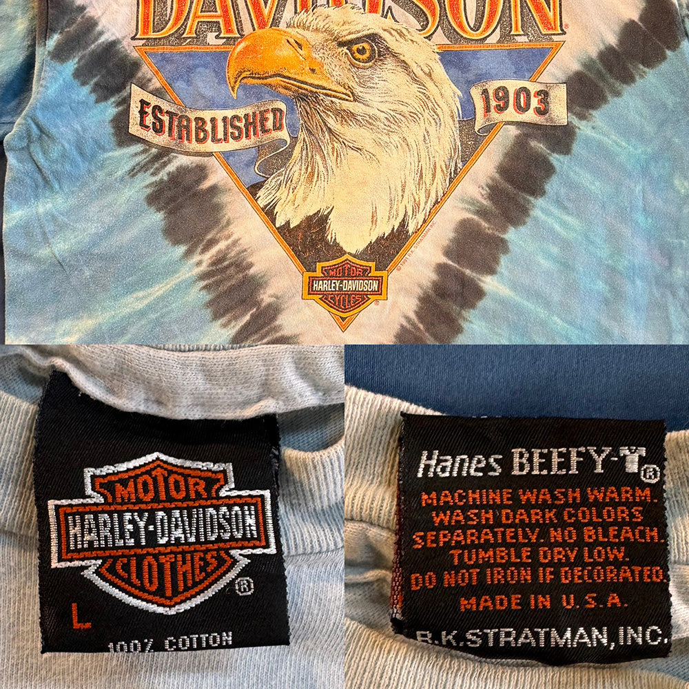 Harley-Davidson Vintage V-Tie Dye Harley T-Shirt, 90s, Made in USA, Size L
