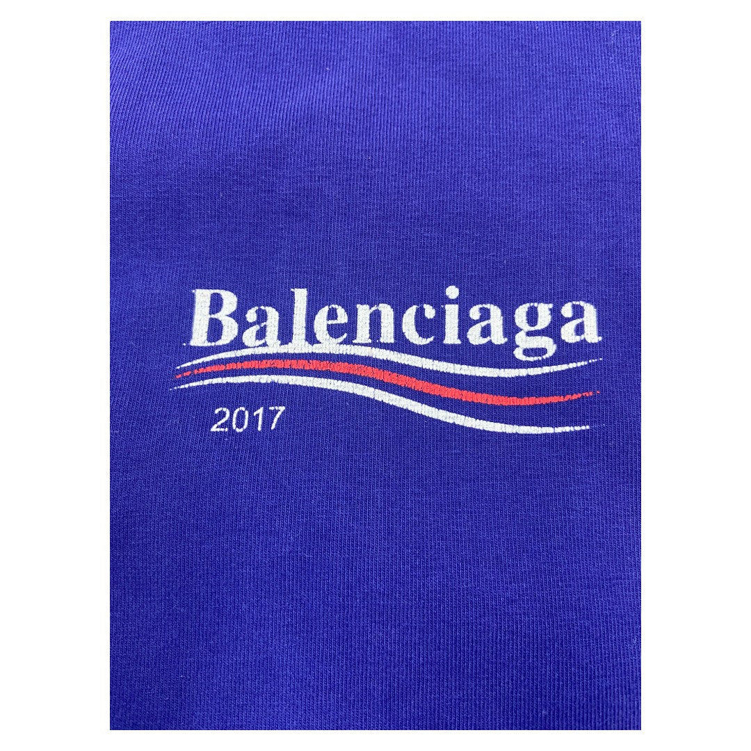 【BALENCIAGA】バレンシアガ Political CampaignTシャツ(ブルー)L相当
