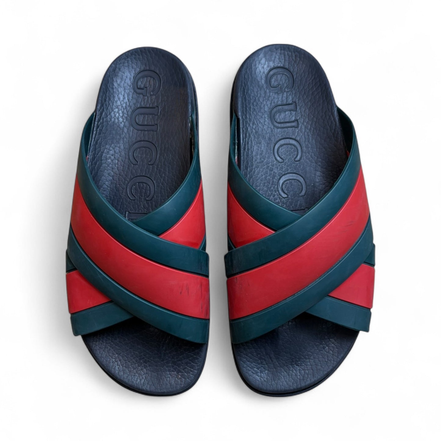 GUCCI Striped Slide Rubber Sandals US9