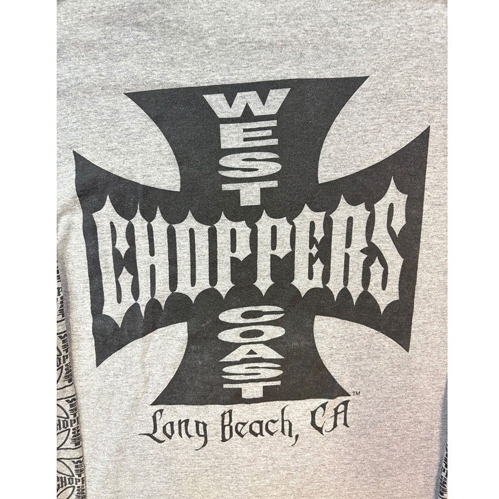 【WEST COAST CHOPPERS】ウエストコーストチョッパーズ 両袖ロゴロングTシャツ グレー L.XL相当