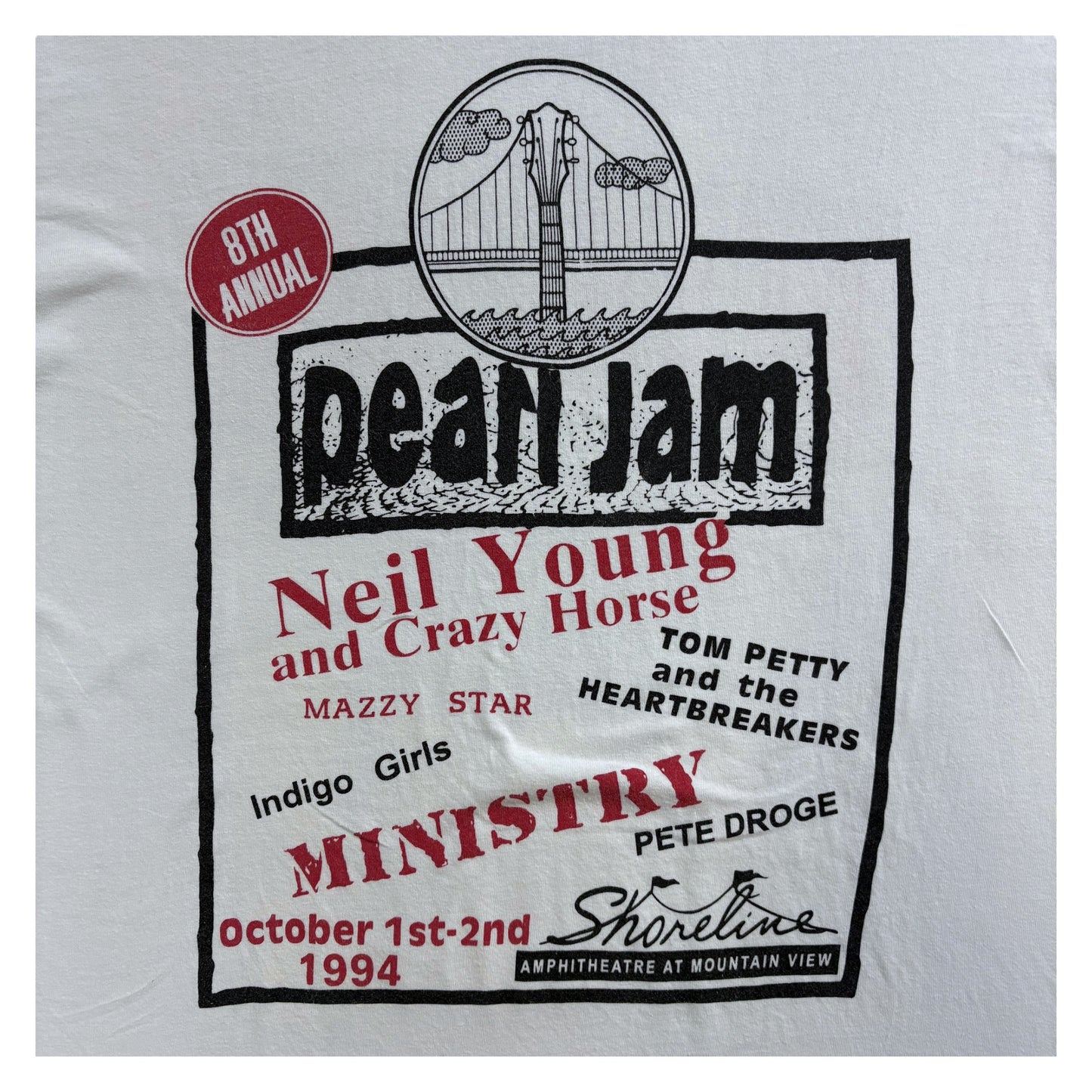 Pearl Jam "Don't Give Up" White T-Shirt, 90s, Size XL