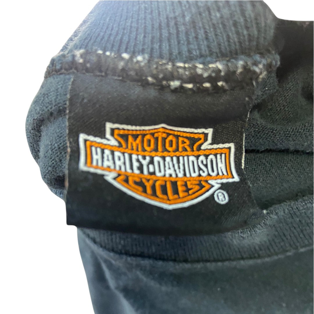 Harley Davidson Long Sleeve T-Shirt (Black) with American Eagle Back Print (Sizes L and XL)