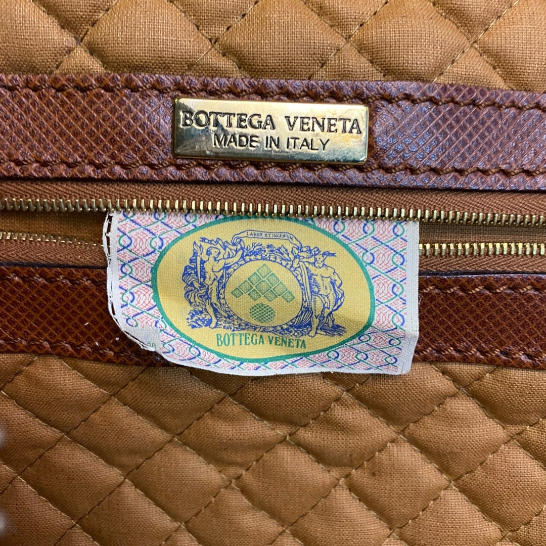 【BOTTEGA VENETA】ボッテガヴェネタ ボストンバッグ PVC×レザー ブラウン×ブラック