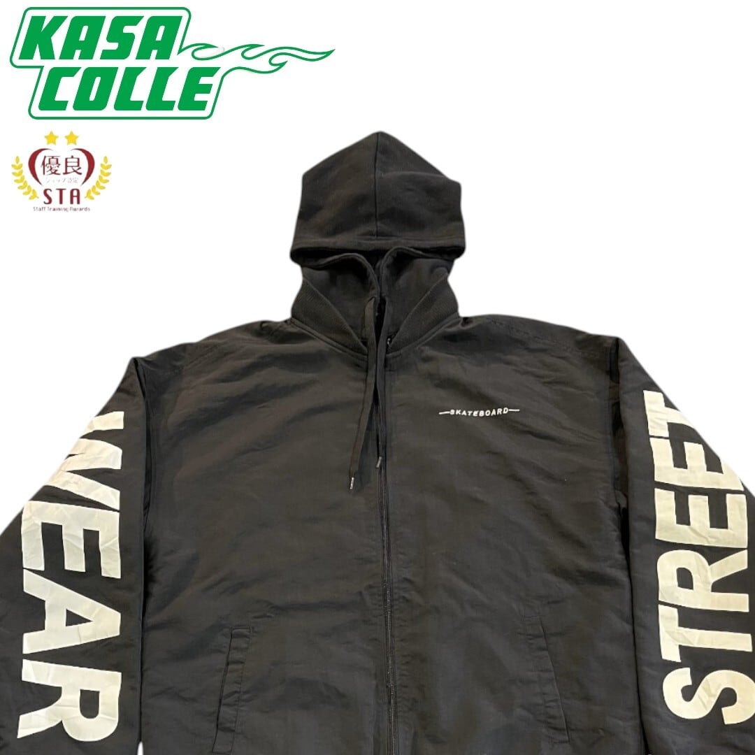 VISION STREET WEAR Hooded Black Nylon Jacket, Size L