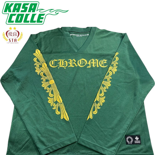 [CHROME HEARTS] Chrome Hearts WARM UP JERSEY CH Print Mesh Long Sleeve T-Shirt, Green