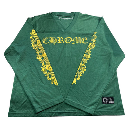 [CHROME HEARTS] Chrome Hearts WARM UP JERSEY CH Print Mesh Long Sleeve T-Shirt, Green