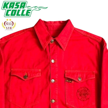 BRONZE AGE Coverall Red 90's USA Made Denim Jacket Size M