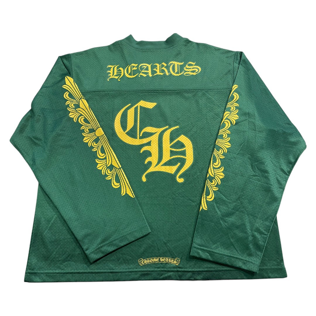 [CHROME HEARTS] Chrome Hearts WARM UP JERSEY CH Print Mesh Long Sleeve T-Shirt, Green