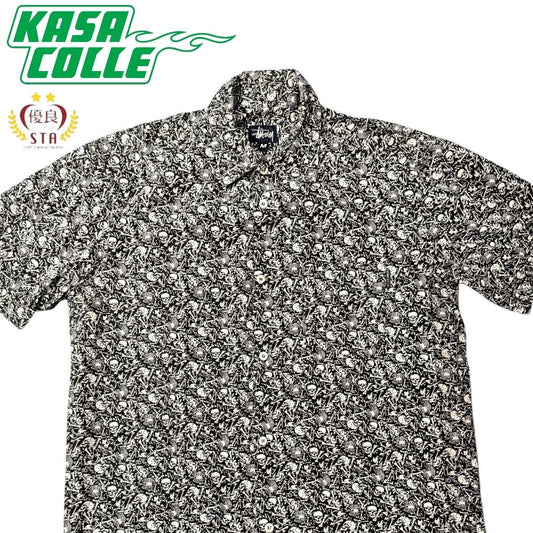 [OLD STUSSY] Old Stussy SKULL &amp; BONE PRINT S/S SHIRT M