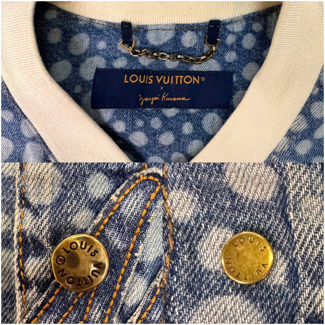 【LOUIS VUITTON】ルイヴィトン 草間彌生 インフィニティドット デニムシャツ Yayoi Kusama Infinity Dots  インディゴブルー コットン 正規品