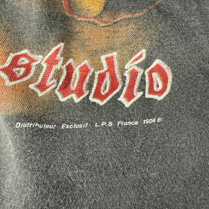 【TATTOO STUDIO】  "WOLF" 墨黒フェード 90's Vintage Tシャツ