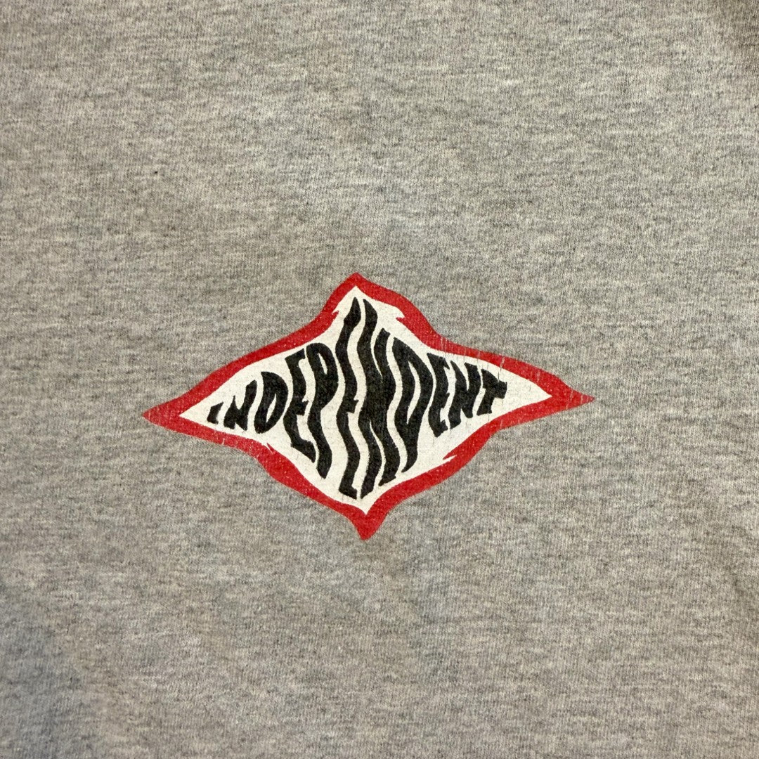【INDEPENDENT】インディペンデント 変形ロゴプリントTシャツ（グレー）/ 90s / NHSタグ / XL