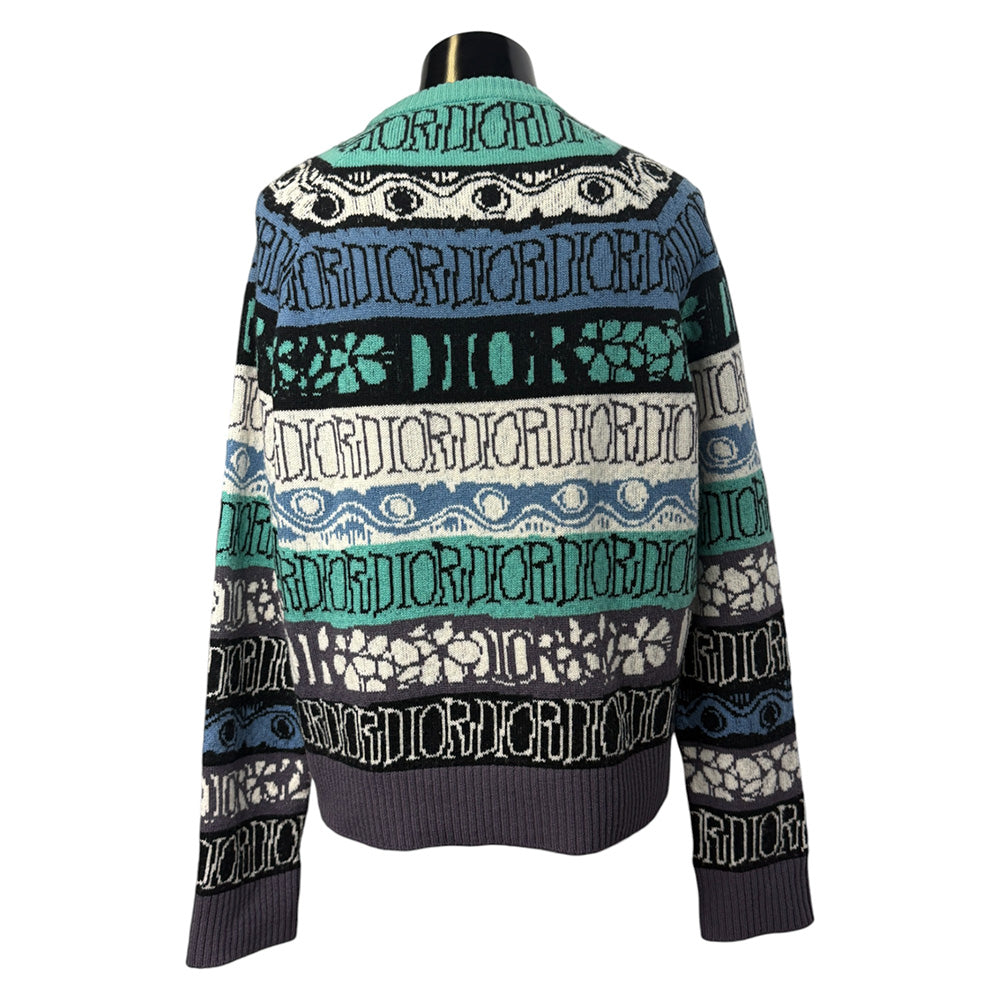 [DIOR x SHAWN STUSSY] Dior Shawn Stussy Multicolor Wool Jacquard Sweater Multicolor Wool Jacquard Knit Sweater L