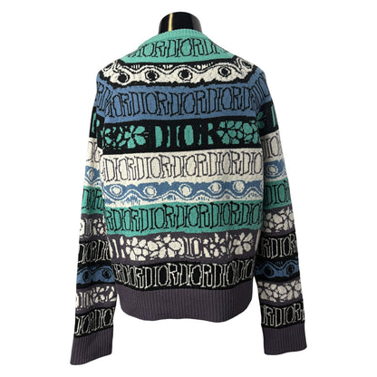 [DIOR x SHAWN STUSSY] Dior Shawn Stussy Multicolor Wool Jacquard Sweater Multicolor Wool Jacquard Knit Sweater L