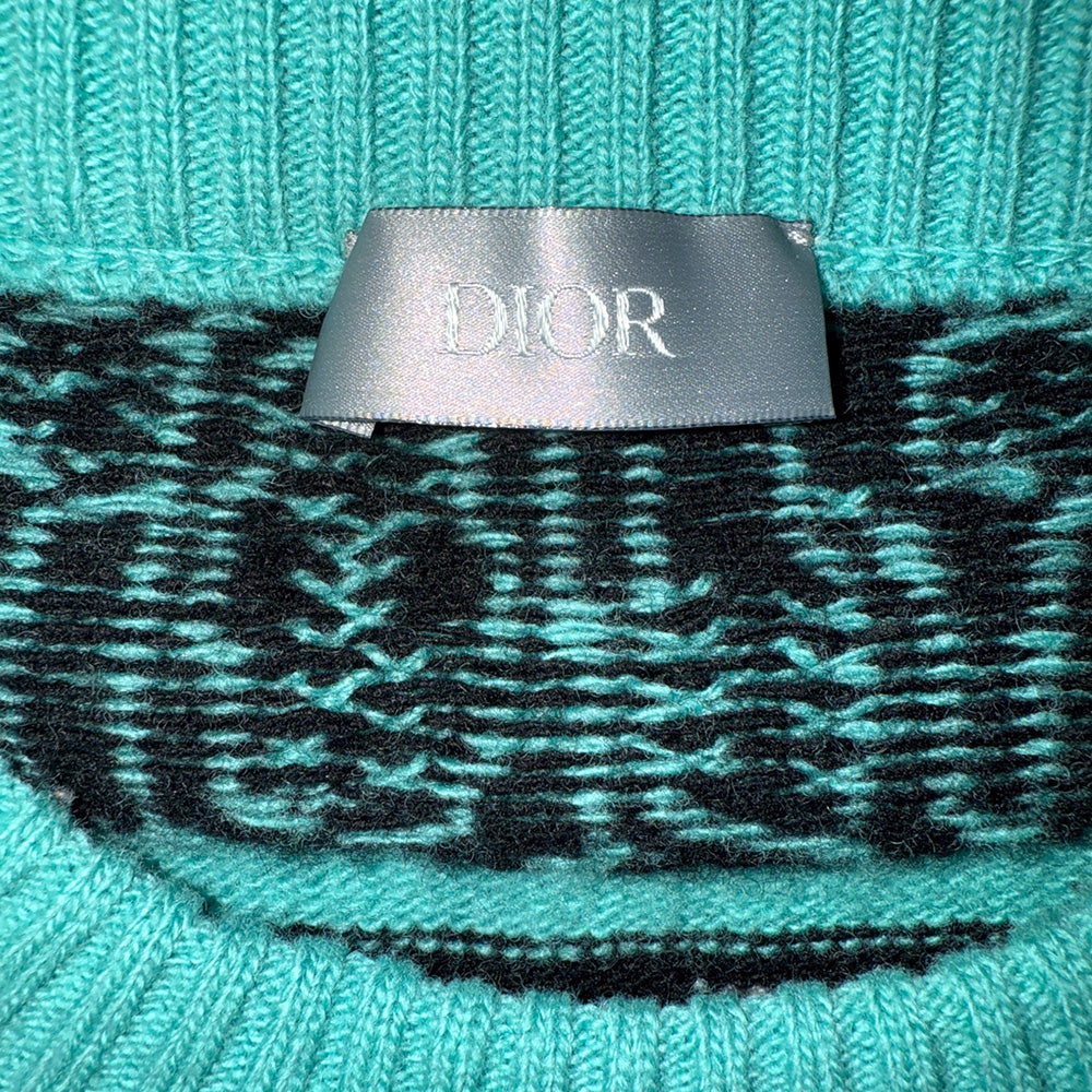 [DIOR x SHAWN STUSSY] Dior Shawn Stussy Multicolor Wool Jacquard Sweater Multicolor Wool Jacquard Knit Sweater L