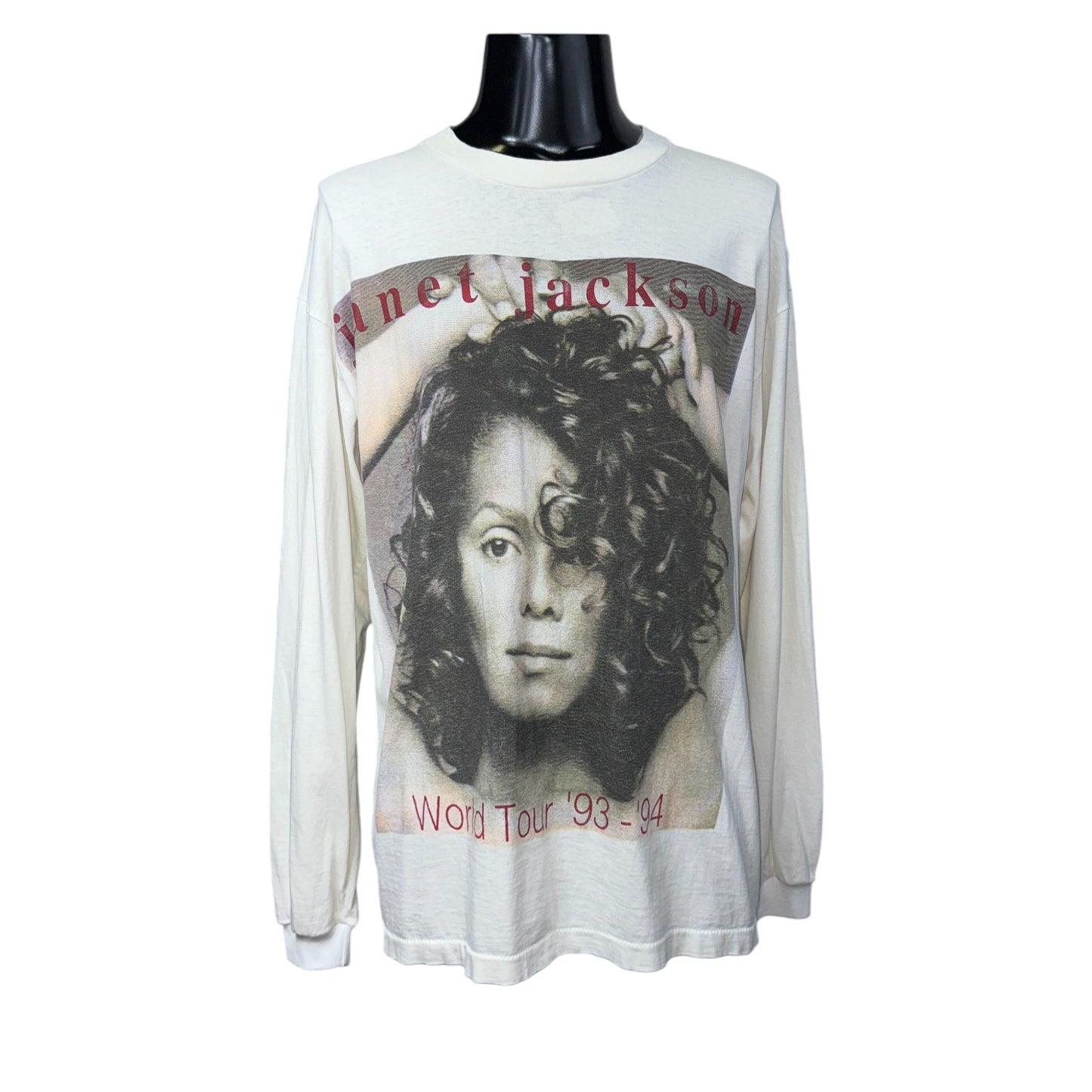 [JANET JACKSON] Janet Jackson "Janet. World Tour 93-94" 90's Vintage Long Sleeve T-Shirt, Size XL