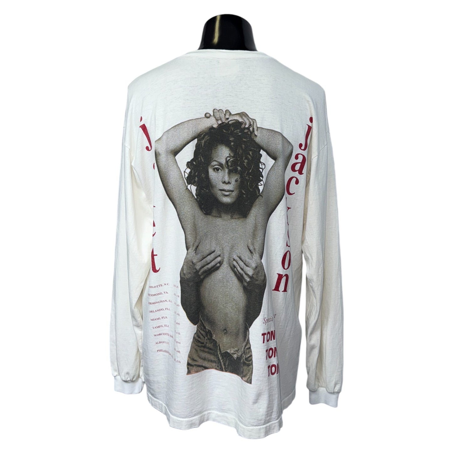 [JANET JACKSON] Janet Jackson "Janet. World Tour 93-94" 90's Vintage Long Sleeve T-Shirt, Size XL