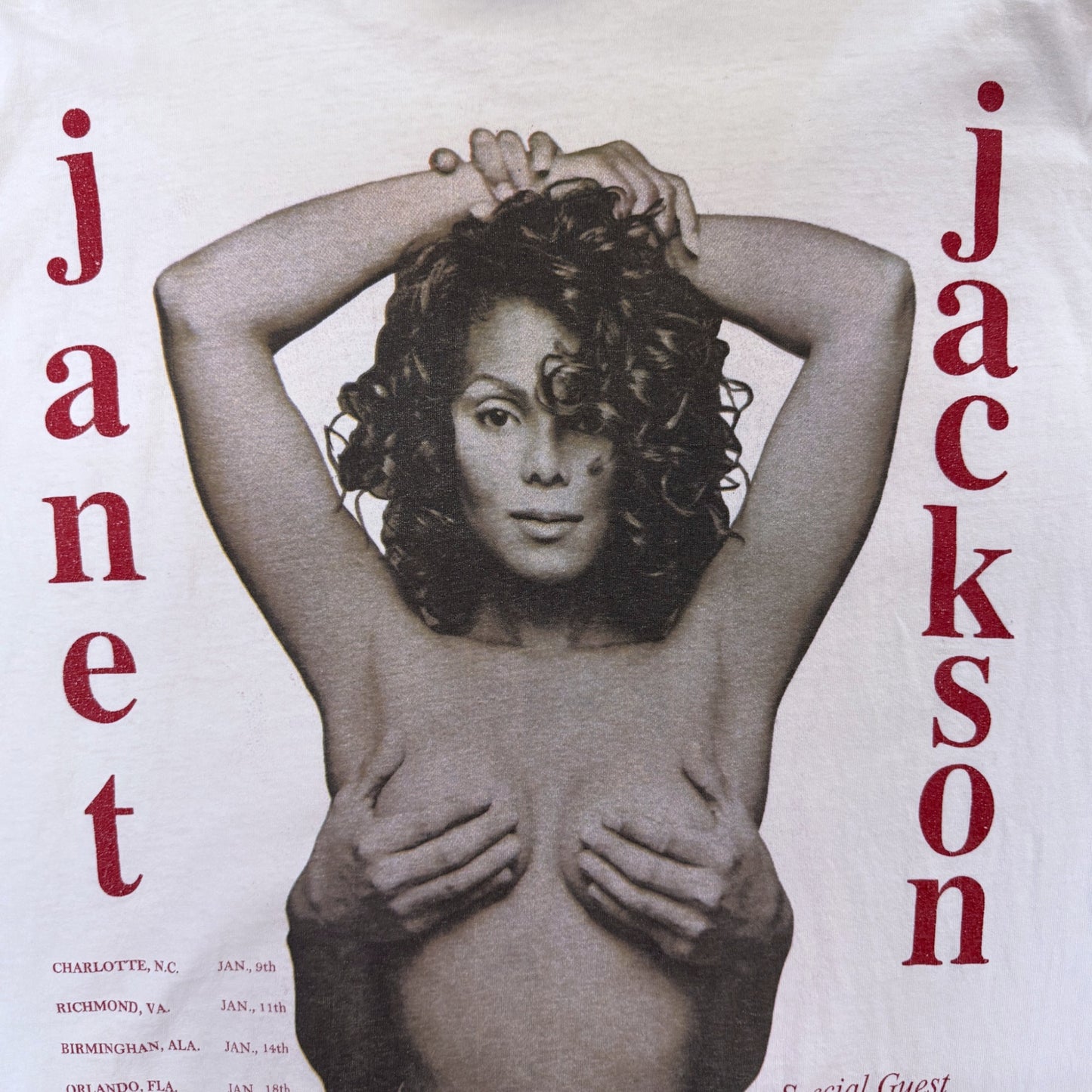 [JANET JACKSON] Janet Jackson "Janet. World Tour 93-94" 90's Vintage Long Sleeve T-Shirt, Size XL