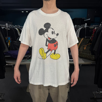 [MICKEY MOUSE] Mickey Mouse Vintage T-shirt, White Body (Tag: ONEITA POWER / 50 Plus | Made in USA) XL