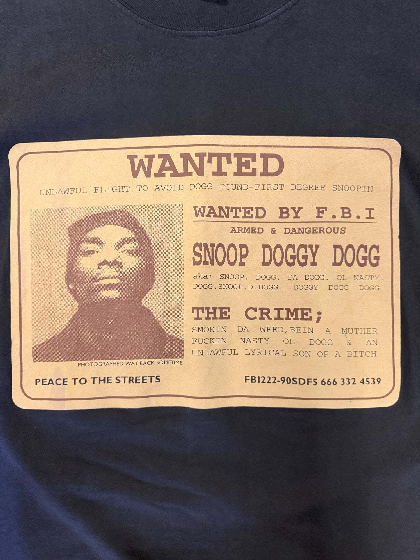[SNOOP DOGGY DOGG] Snoop Doggy Dog "WANTED" T-shirt XL