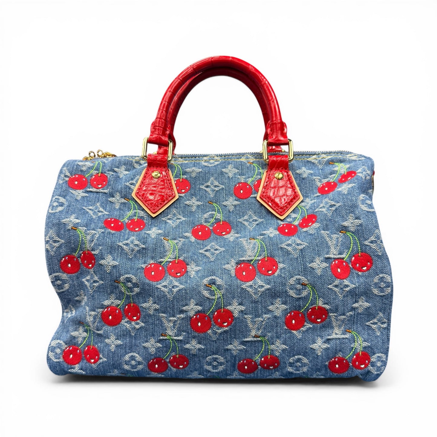 【Louis Vuitton × 村上隆】ルイ・ヴィトン超希少・極美品 チェリー デニム スピーディ30（アリゲーターハンドル仕様）