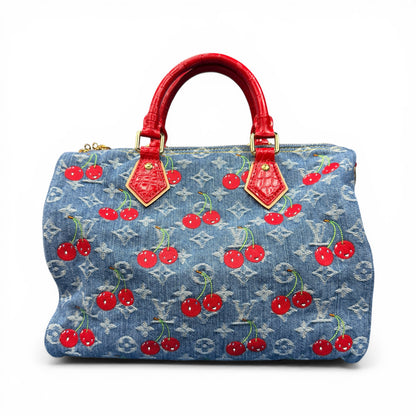 【Louis Vuitton × 村上隆】ルイ・ヴィトン超希少・極美品 チェリー デニム スピーディ30（アリゲーターハンドル仕様）