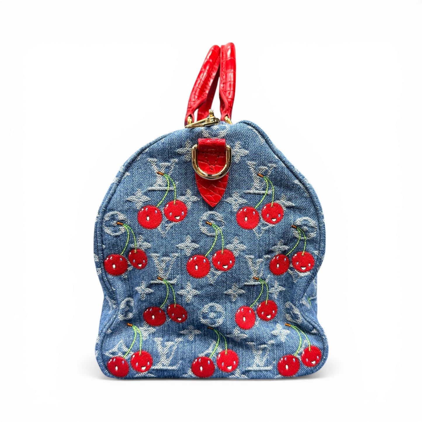 【Louis Vuitton × 村上隆】ルイ・ヴィトン超希少・極美品 チェリー デニム スピーディ30（アリゲーターハンドル仕様）