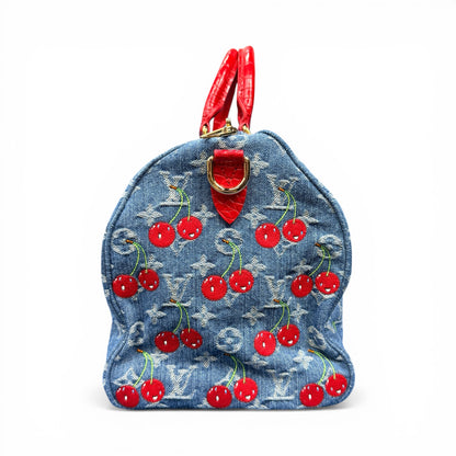 【Louis Vuitton × 村上隆】ルイ・ヴィトン超希少・極美品 チェリー デニム スピーディ30（アリゲーターハンドル仕様）