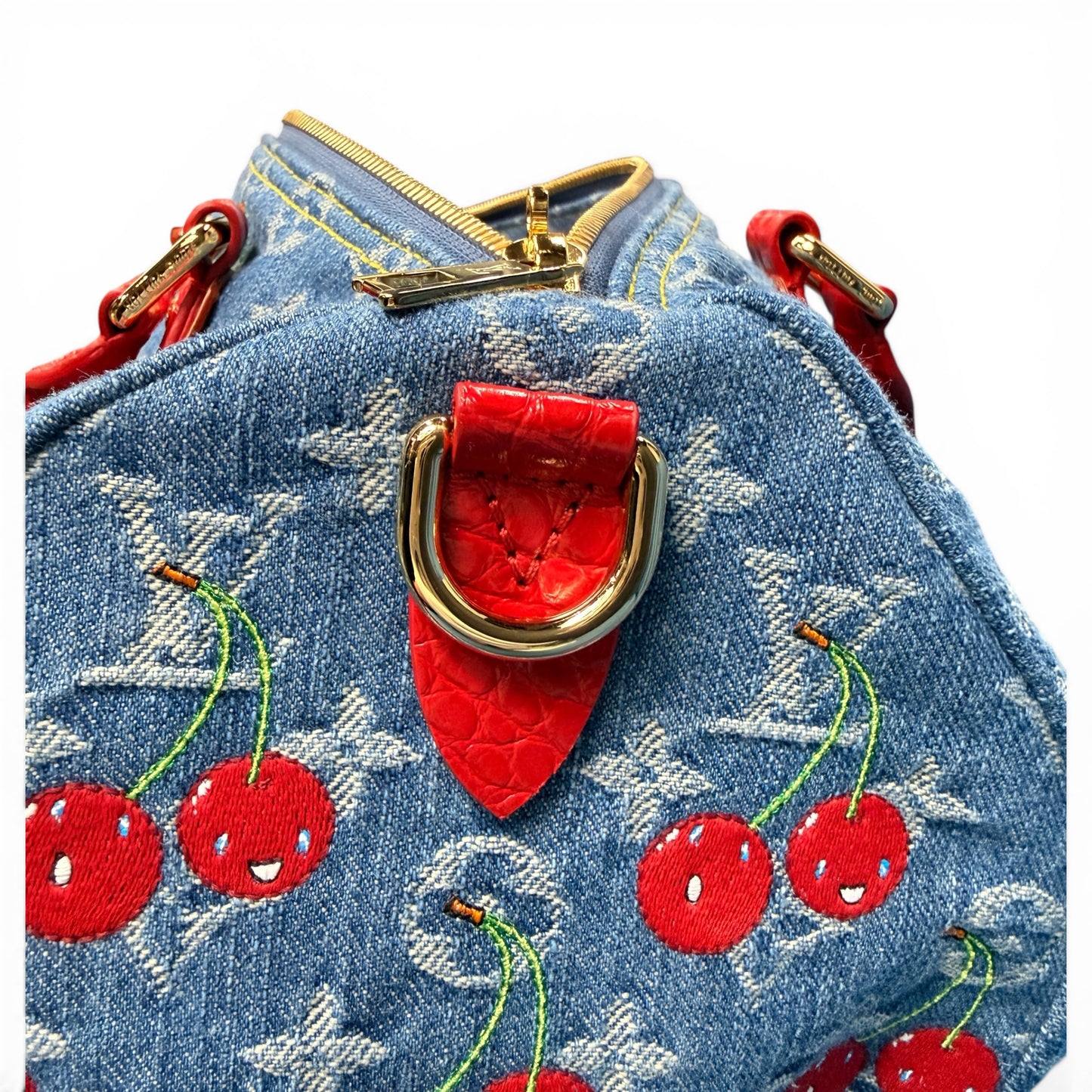 【Louis Vuitton × 村上隆】ルイ・ヴィトン超希少・極美品 チェリー デニム スピーディ30（アリゲーターハンドル仕様）