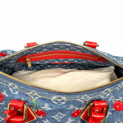 【Louis Vuitton × 村上隆】ルイ・ヴィトン超希少・極美品 チェリー デニム スピーディ30（アリゲーターハンドル仕様）
