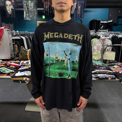 【MEGADETH】メガデス "YOUTHANASIA" 90's ユーロ Vintage ロングスリーブTシャツ