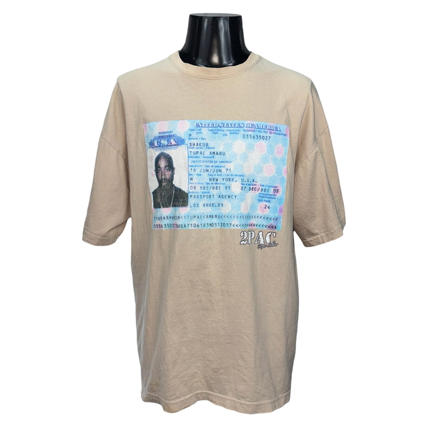 【2PAC】2パック TUPAC AMARU SHAKUR "PASSPORT" USA製Vintage Tシャツ