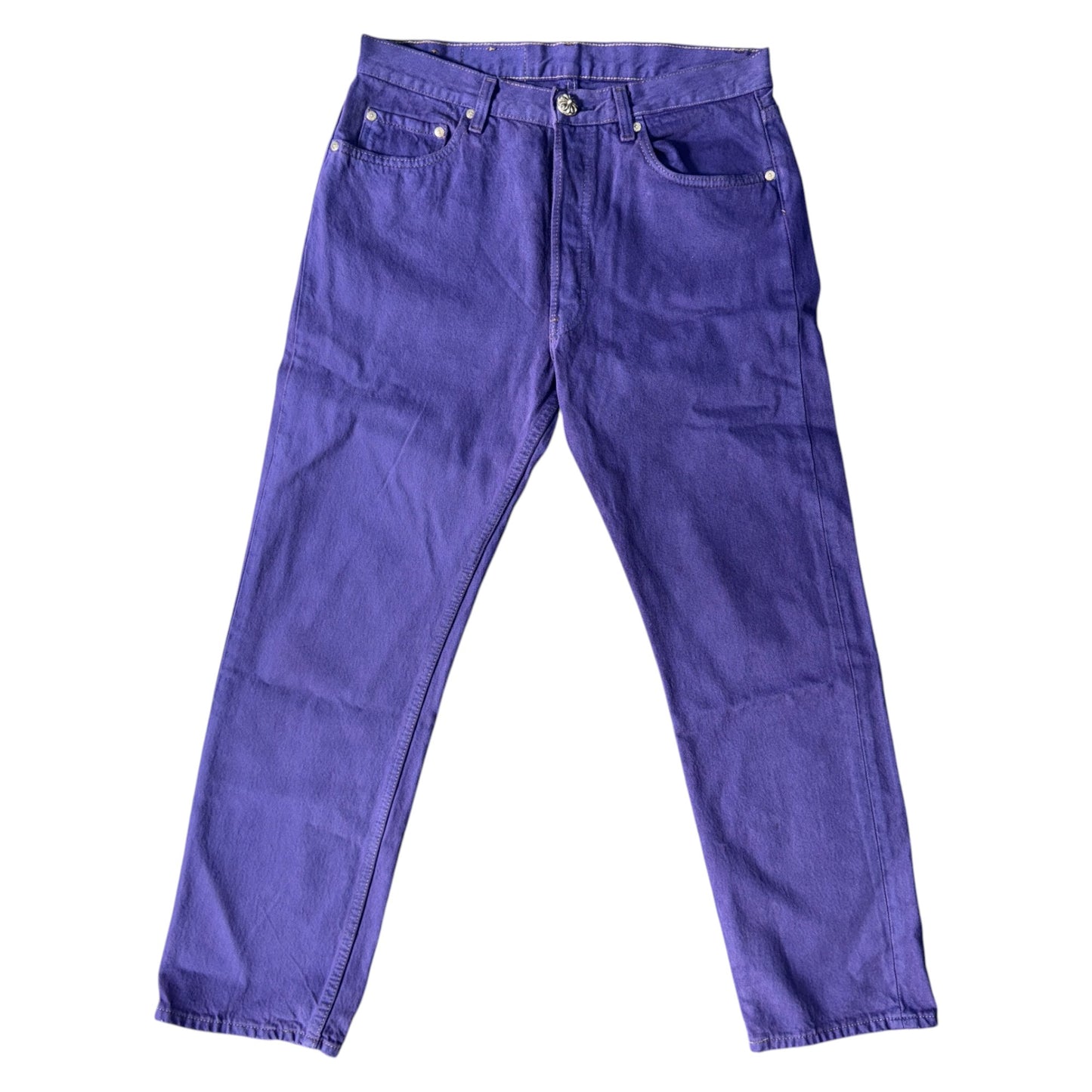 [CHROME HEARTS] Chrome Hearts "CHROME HEARTS x LEVI'S" Cross Ball Button Color Denim Pants Size 32