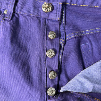 [CHROME HEARTS] Chrome Hearts "CHROME HEARTS x LEVI'S" Cross Ball Button Color Denim Pants Size 32