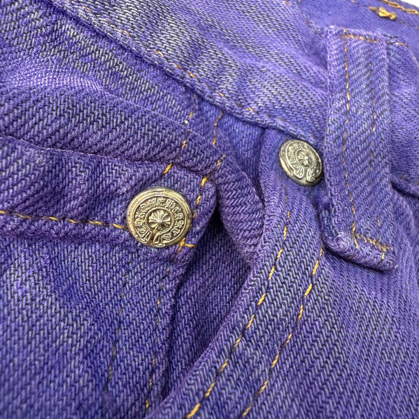 [CHROME HEARTS] Chrome Hearts "CHROME HEARTS x LEVI'S" Cross Ball Button Color Denim Pants Size 32
