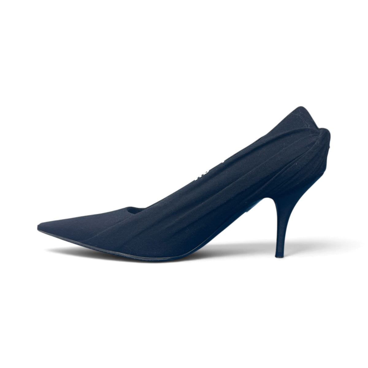 【BALENCIAGA】バレンシアガ "JERSEY CREPE LOGO" KNIFE 115 POINTED PUMPS