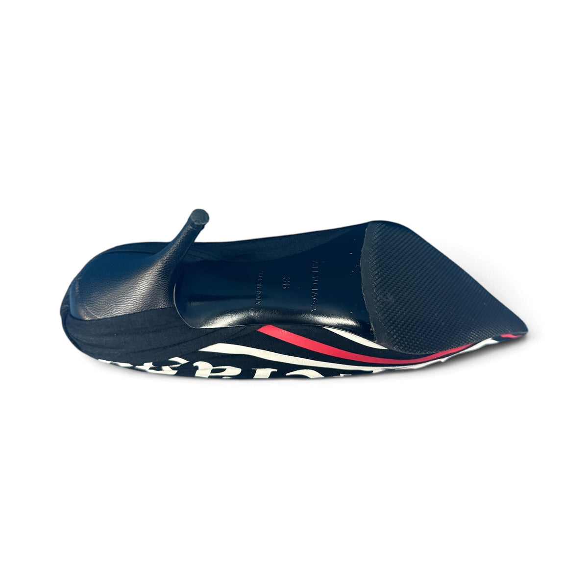 【BALENCIAGA】バレンシアガ "JERSEY CREPE LOGO" KNIFE 115 POINTED PUMPS