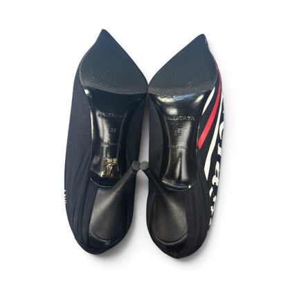 【BALENCIAGA】バレンシアガ "JERSEY CREPE LOGO" KNIFE 115 POINTED PUMPS
