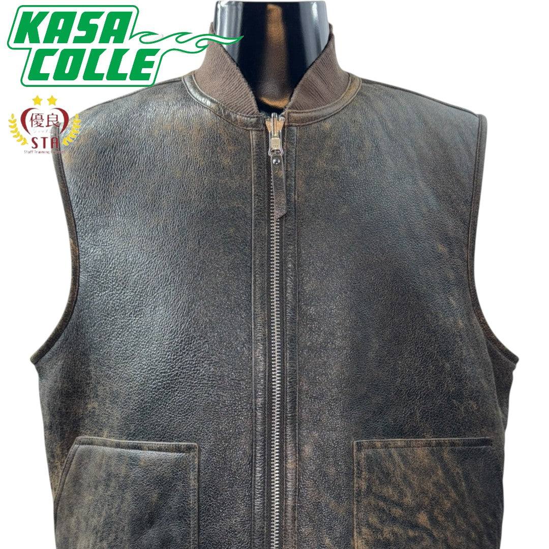 [STUSSY] Stussy Mouton Reversible Leather Vest, Size M