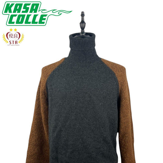 [HERMES] Hermes Two-Tone Turtleneck Sweater / Flannel x Cashmere / EU-L / Made in Italy