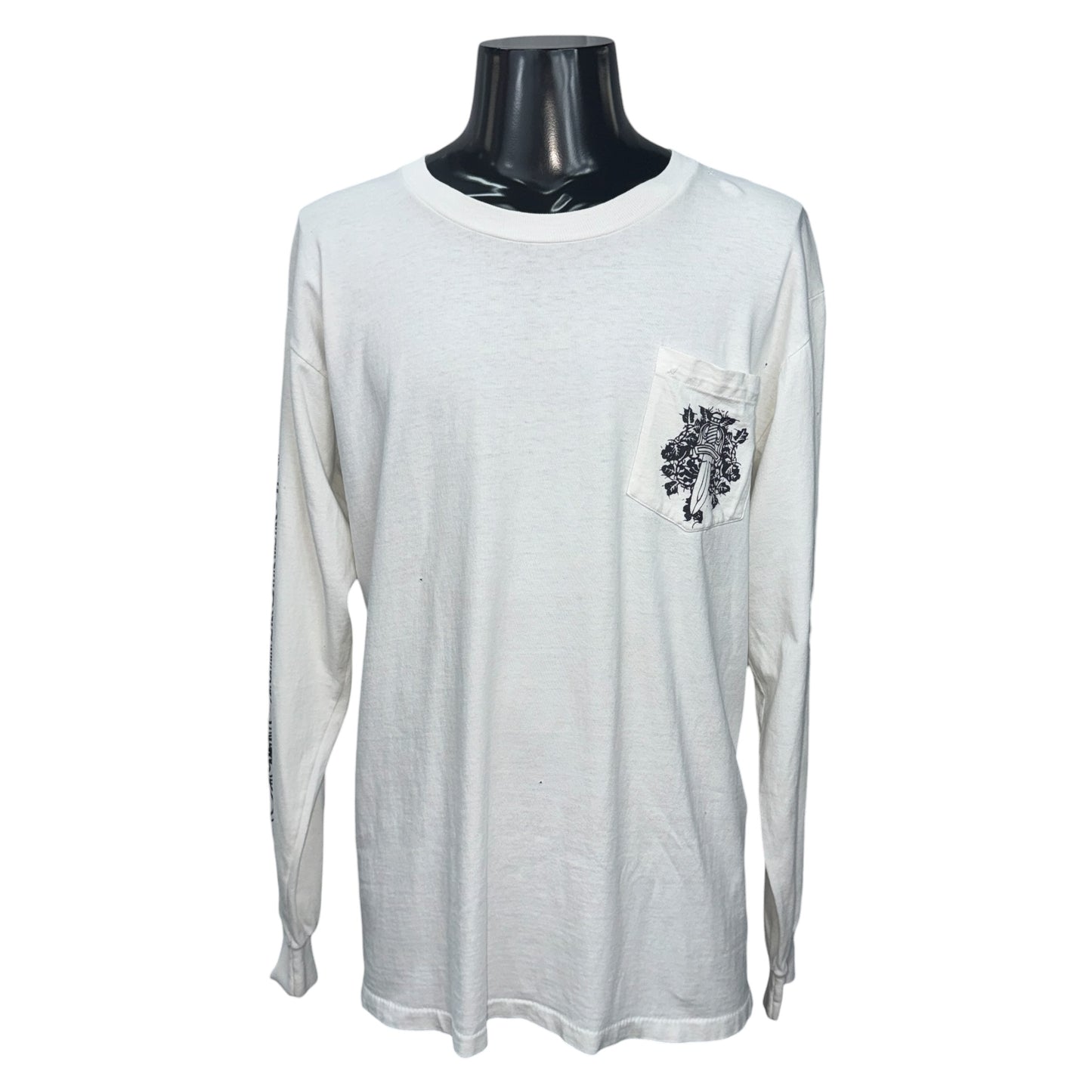 【CHROME HEARTS】クロムハーツ "DAGGER / FLORAL CROSS" 90's Vintage ポケット ロングスリーブTシャツ