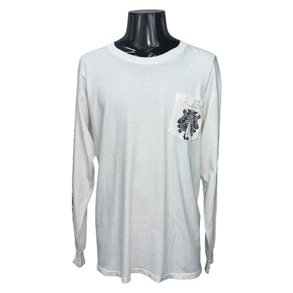 【CHROME HEARTS】クロムハーツ "DAGGER / FLORAL CROSS" 90's Vintage ポケット ロングスリーブTシャツ