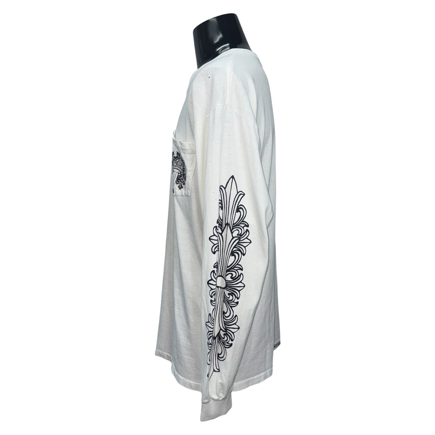 【CHROME HEARTS】クロムハーツ "DAGGER / FLORAL CROSS" 90's Vintage ポケット ロングスリーブTシャツ