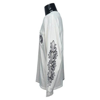 【CHROME HEARTS】クロムハーツ "DAGGER / FLORAL CROSS" 90's Vintage ポケット ロングスリーブTシャツ