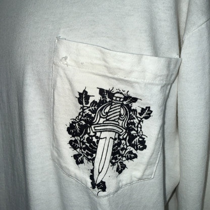 【CHROME HEARTS】クロムハーツ "DAGGER / FLORAL CROSS" 90's Vintage ポケット ロングスリーブTシャツ