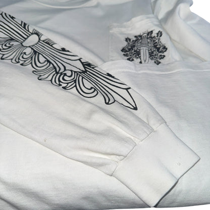 【CHROME HEARTS】クロムハーツ "DAGGER / FLORAL CROSS" 90's Vintage ポケット ロングスリーブTシャツ