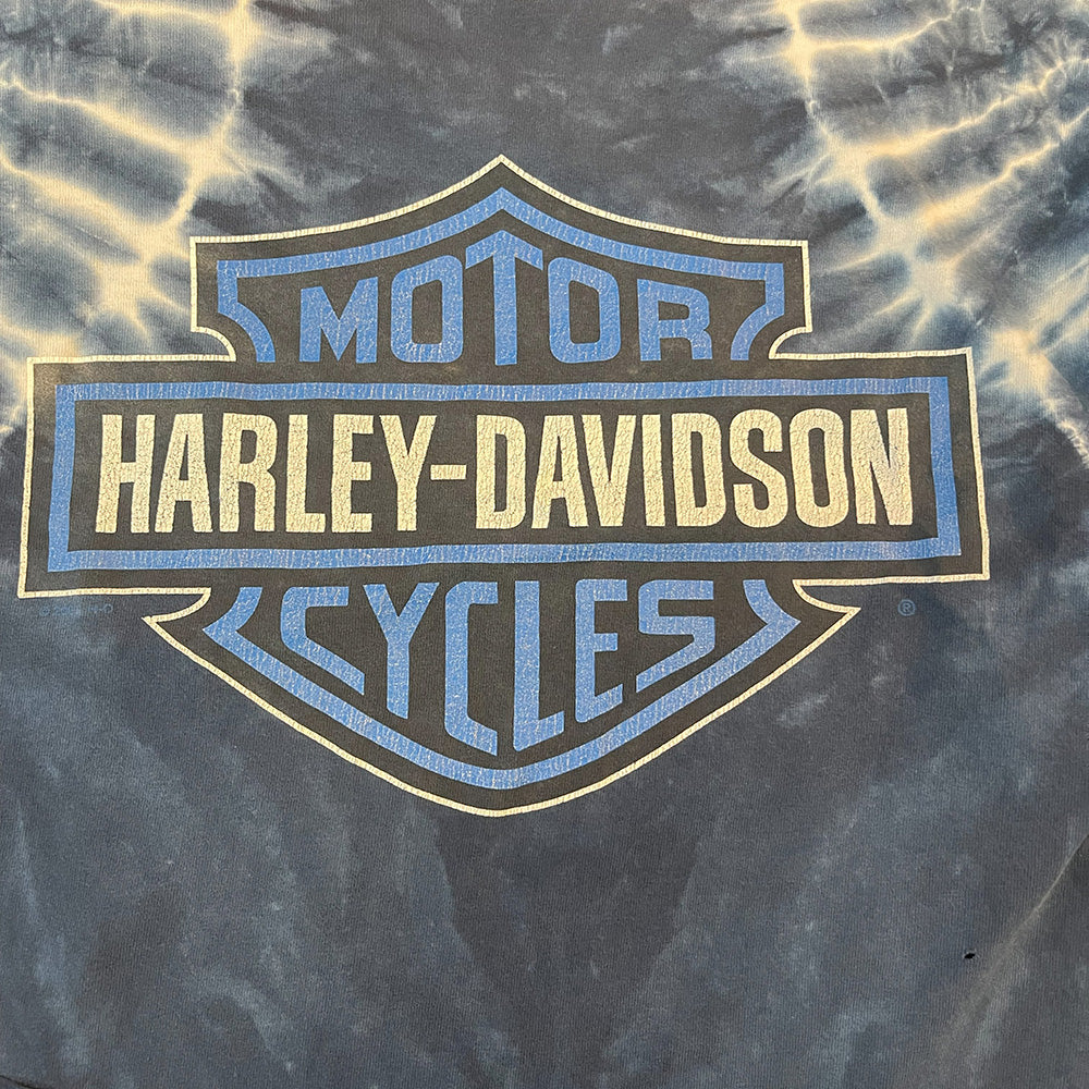 Harley-Davidson Tie-Dye Blue Long T-Shirt (2002) Size L