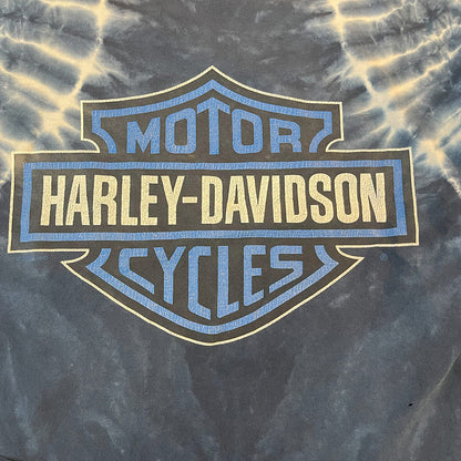 Harley-Davidson Tie-Dye Blue Long T-Shirt (2002) Size L