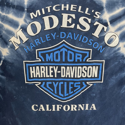 Harley-Davidson Tie-Dye Blue Long T-Shirt (2002) Size L